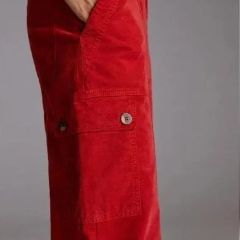 Anthropologie Tapered Corduroy Pants Red Size 8P NWT - Picture 2 of 9